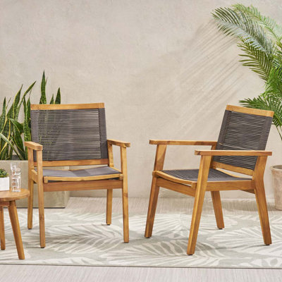 Fauteuils club d'extérieur en bois d'acacia