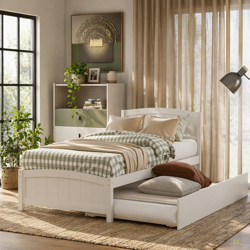 Twin Size Platform Bed With Trundle