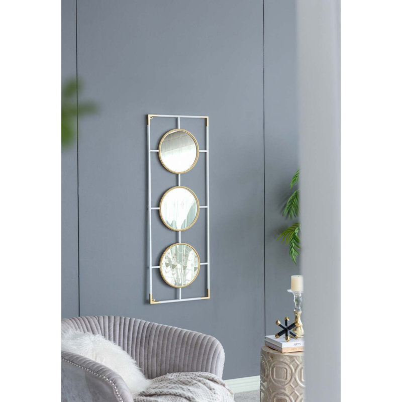 Cadre doré et blanc 15,5 x 43,5 po avec miroir