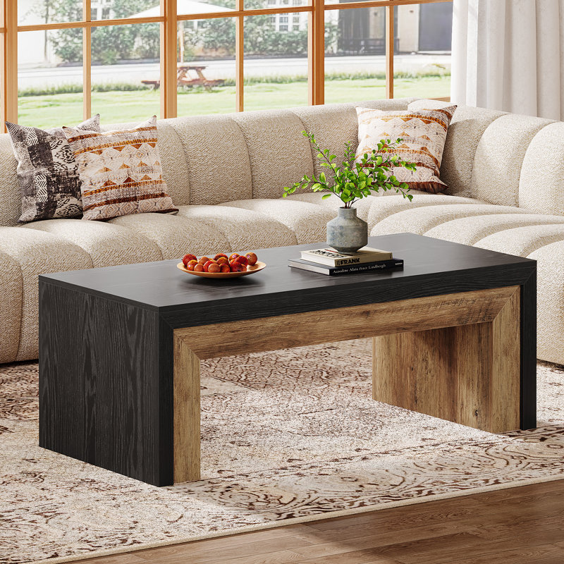 47.2" Rectangle Coffee Table For Living Room, Two-Tone Center Table