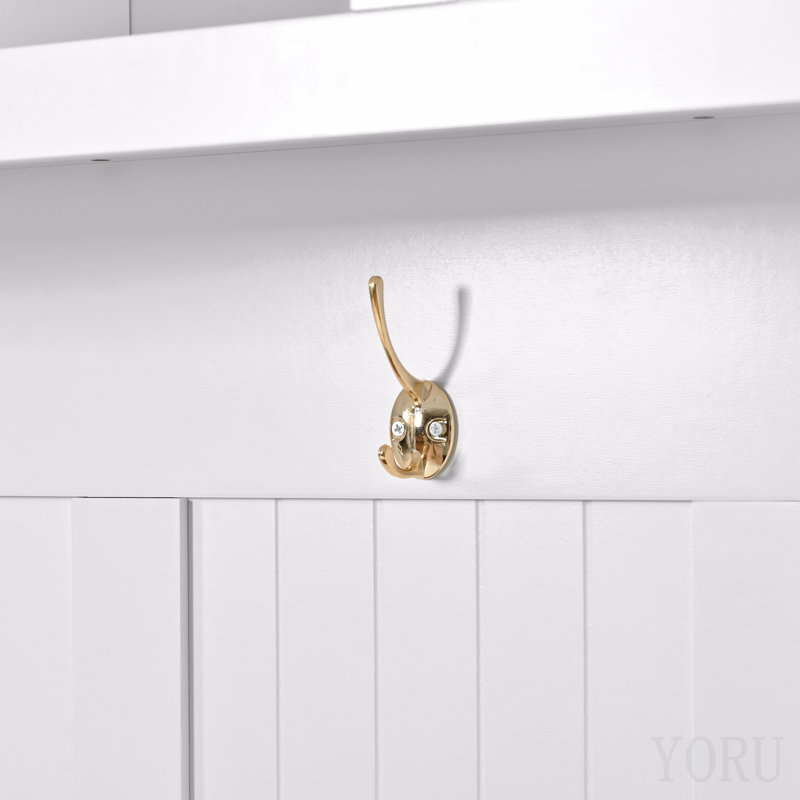 Arbre d'entrée avec porte-manteaux, banc à chaussures et armoire de rangement, Blanc ancien
