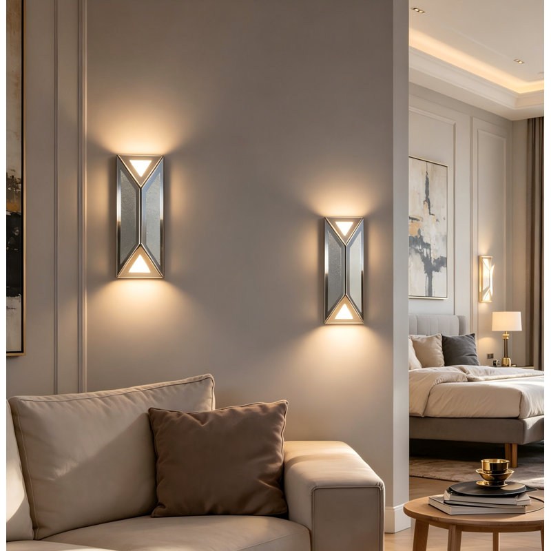 Faustine LED Flush Mounted Sconce Set of 2, Glam Mirror Lights