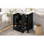 Meuble-lavabo compact en bois noir avec lavabo et rangement moderne