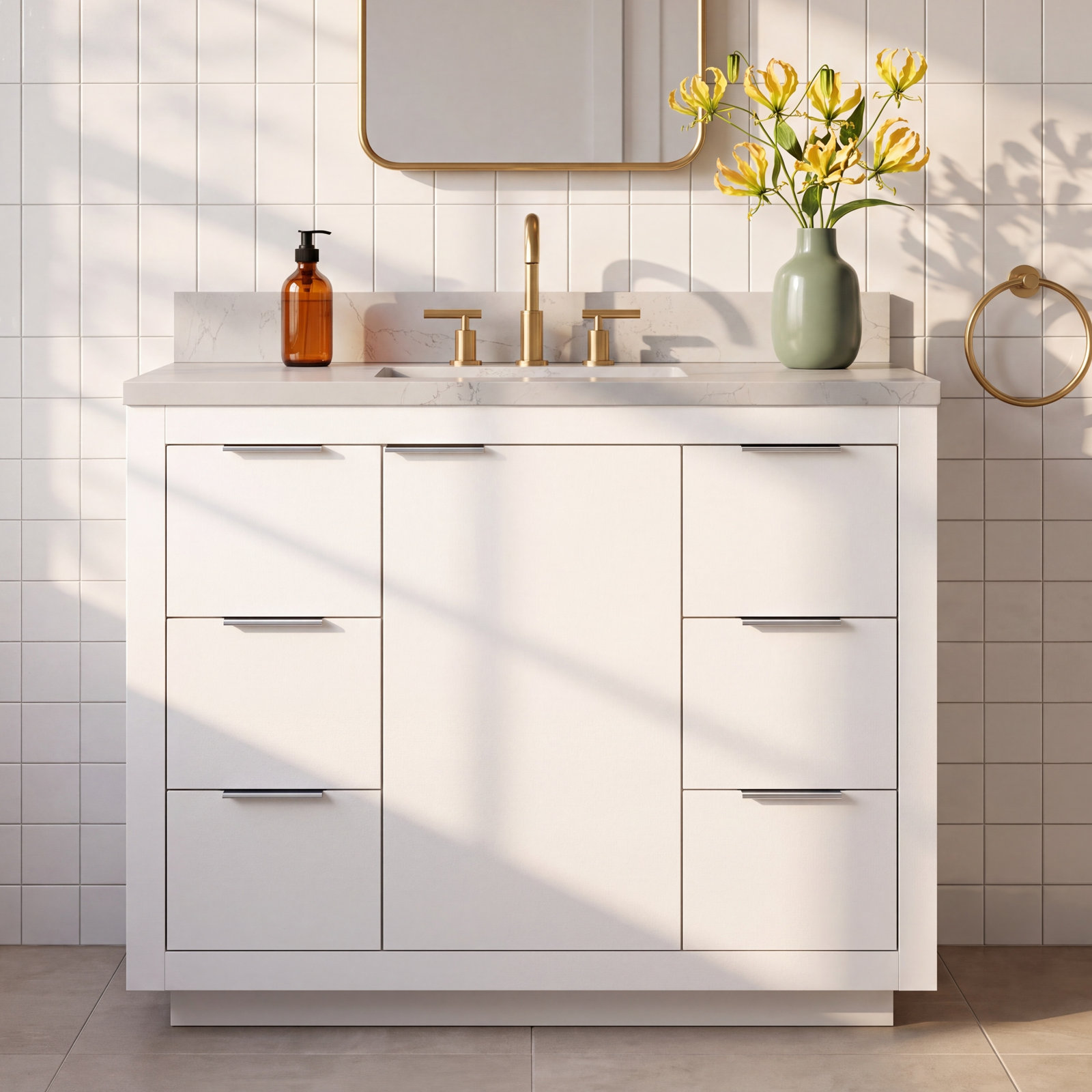 Anastazia 42 " Pine Single Bathroom Vanity, White