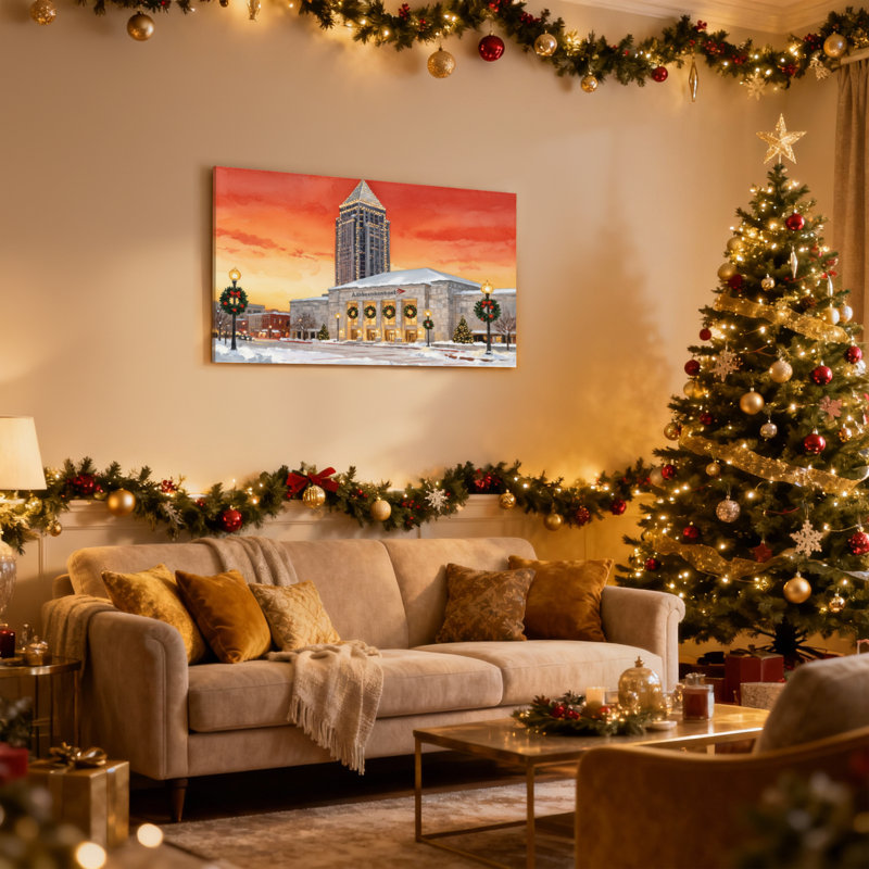Ensemble de 3 impressions d'art sur toile, lumières de Noël, H 12 po x l 18 po