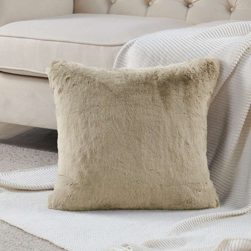 Heavy Faux Fur Throw Pillow Cover, Pure Cashmere, 20' H x 20' W