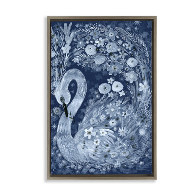 Swirling Florals Swan Floating Frame, design by Kay Widdowson