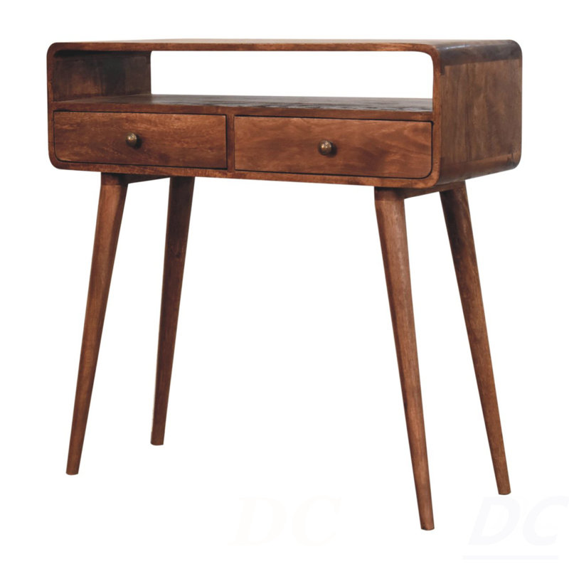 Console en bois massif courbé miel et caramel, table