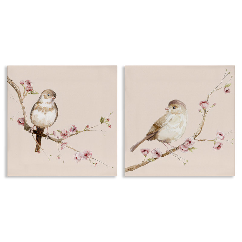 «Sweetest Brown Birds Branch», ensemble de 2 toiles par Lisa Wehmeyer