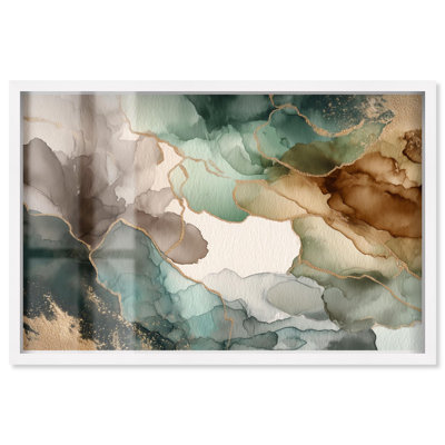 «Golden Estuary II Shadowbox Print», art mural abstrait par Art Remedy