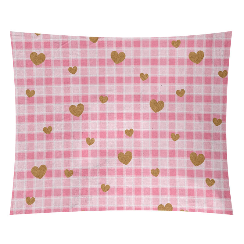 Tapisserie à motif écossais noël fêtes de noël en polyester, H 88 po x l 104 po, Velours classique performance papaye