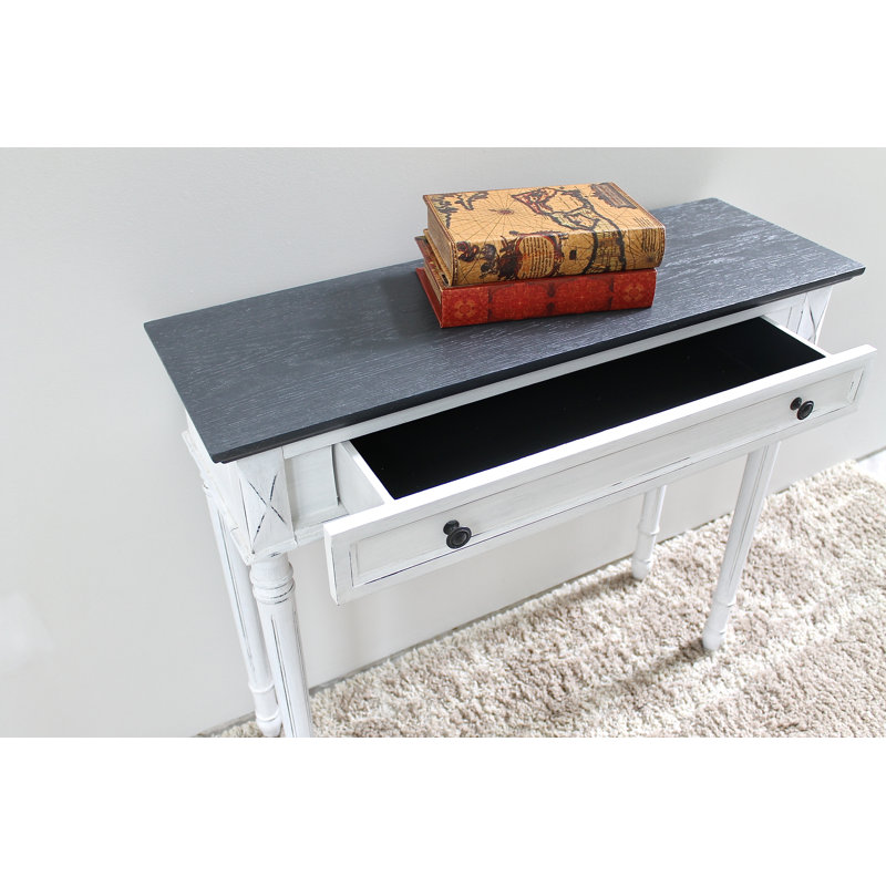 Madison Console Table, Antique White/Black, 31" H x 40" W x 20" D