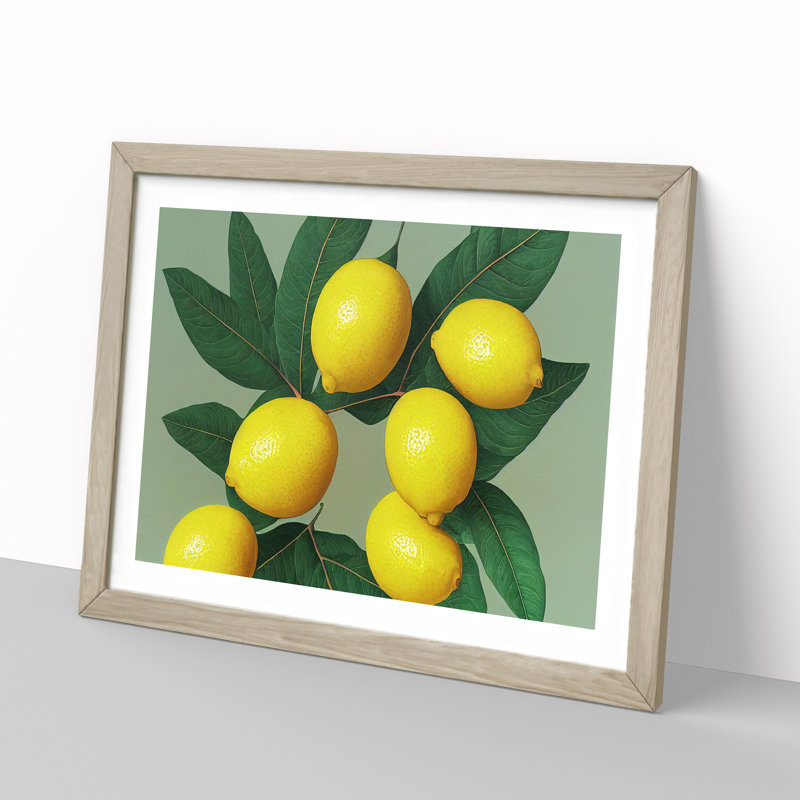 Citrus Fruit Lemons Vol.2 - Framed Print, 34cm H x 46cm W x 2cm D, Oak