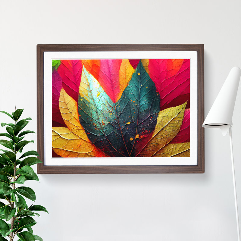 Magnificent Leaf - Single Picture Frame Print, 25cm H x 34cm W x 2cm D, Walnut