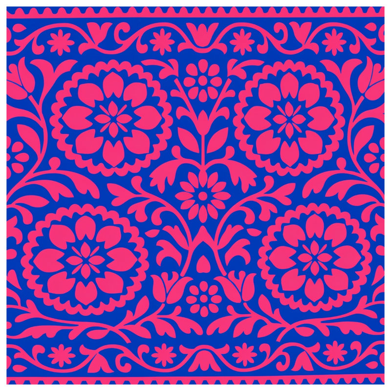 Folk Art Pattern Throw Blanket, 50in W x 60in H