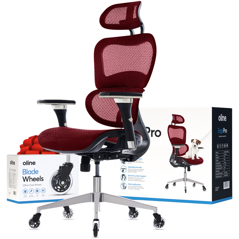 Fauteuil de bureau ergonomique avec roulettes ErgoPro, Rouge