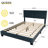 Velvet Platform Bed Frame With Upholstered Headboard-1378920816-1378920818