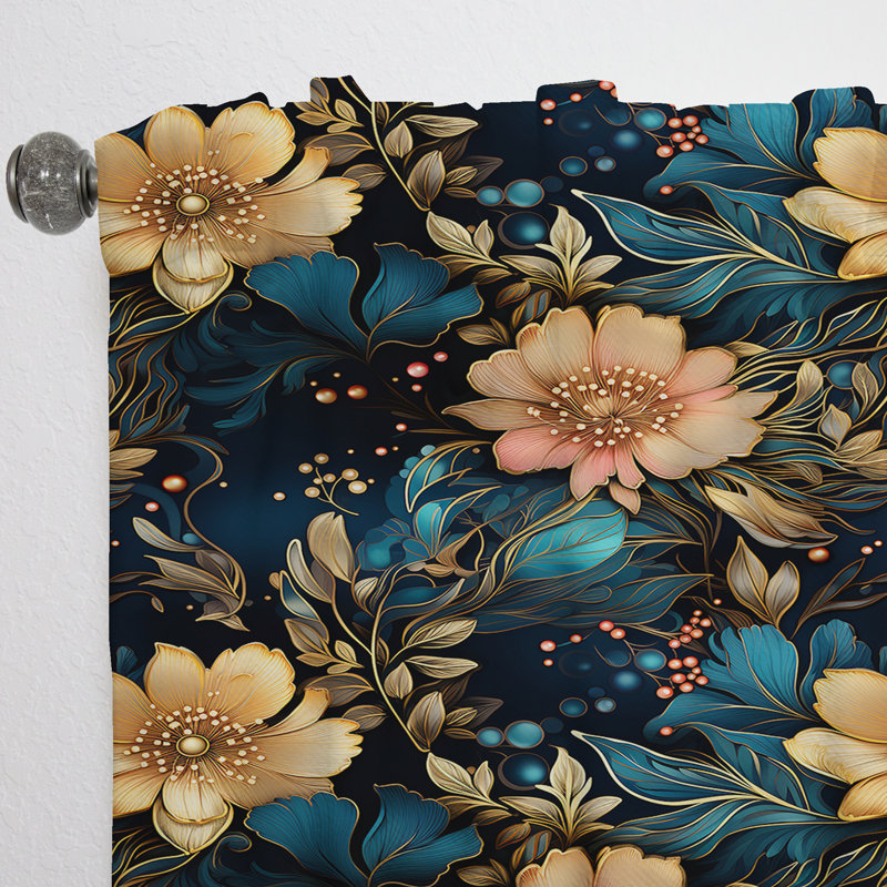 Fleurs Elegance Motif Boho I - Rideau Boho - Velours obscurcissant - 1 panneau, L 52 po x L 120 po