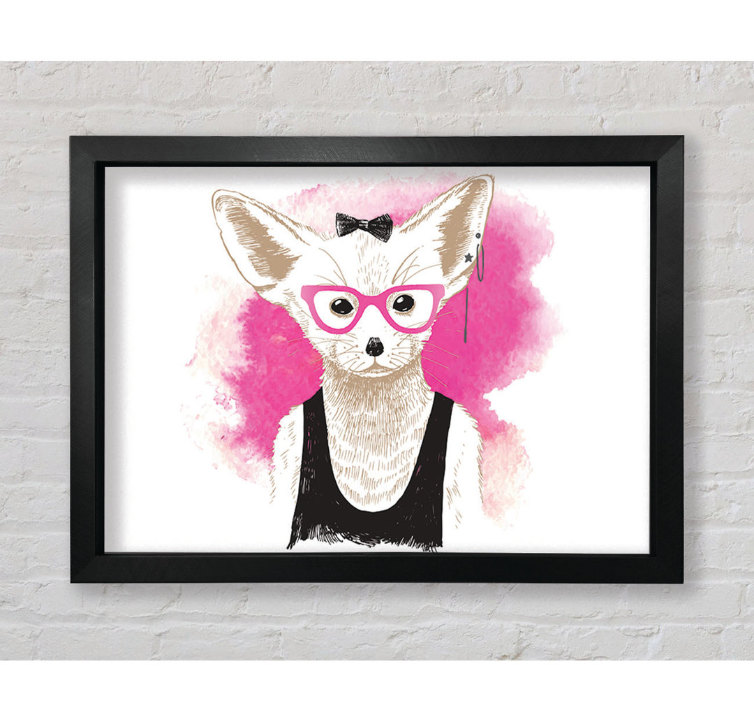 Leinwandbild Arctic Fox Schleife Rosa Brille