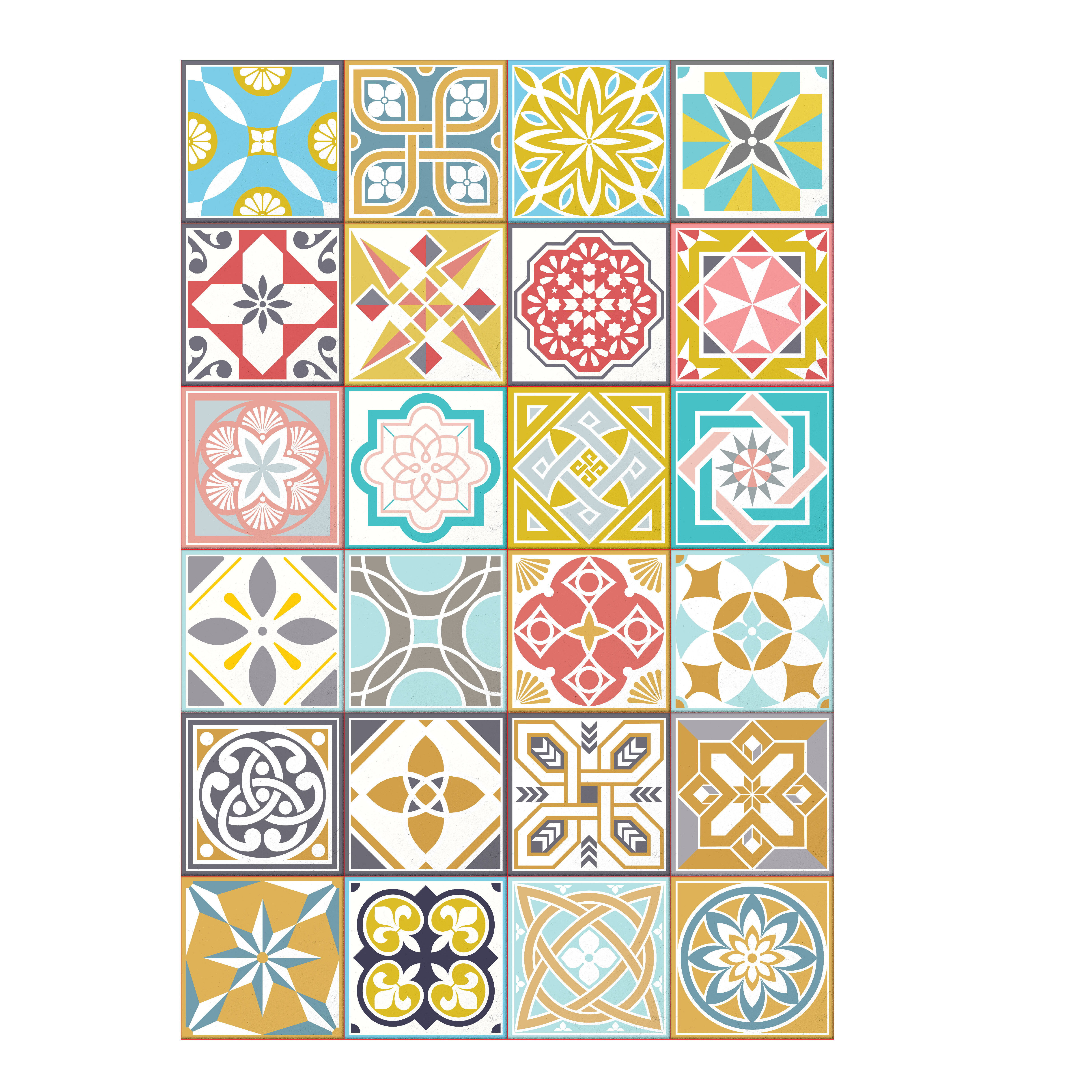 Tile Stickers Tiles for Kitchen/bathroom Back Splash Floor Decals patchwork  Mix Eclectic 60 Tile Sticker Pack 