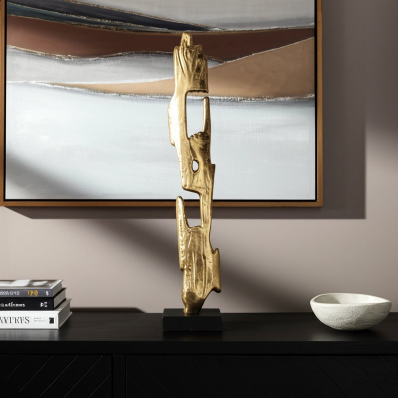 Sculpture de statues en bois Altus Modern, H 25,5 po x l 5 po x P 5 po, Doré