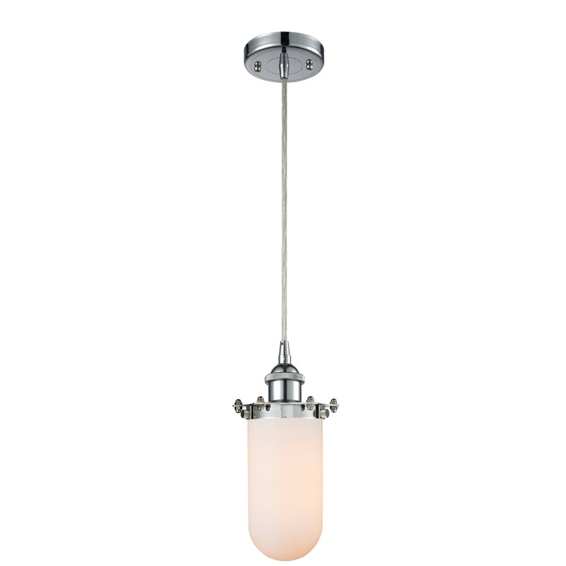Luminaire suspendu géométrique 1 lumières simple Scotia, DEL, Blanc mat, Chrome poli