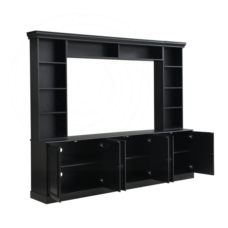 Meuble audio-vidéo 4 pièces avec bibliothèque Elegant, Noir