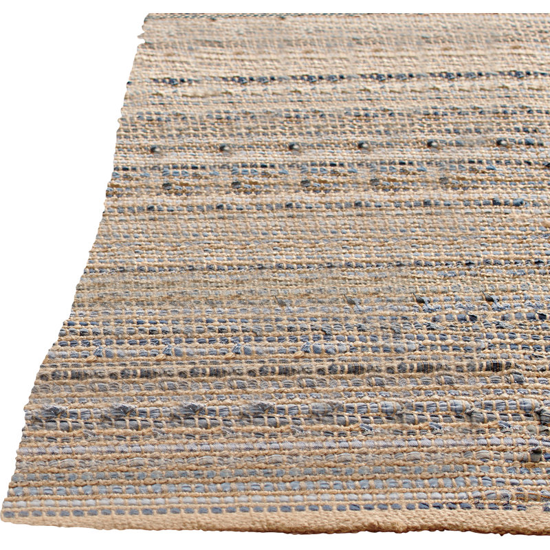 Tapis bleu / naturel / brun clair tissé à la main Levern, Rectangle 8 pi x 10 pi