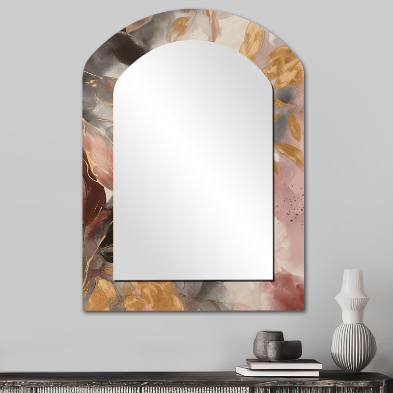 Élixir aux herbes dorées - miroir asymétrique aux herbes, miroir mural unique en forme d'or, 34 po x 25 po
