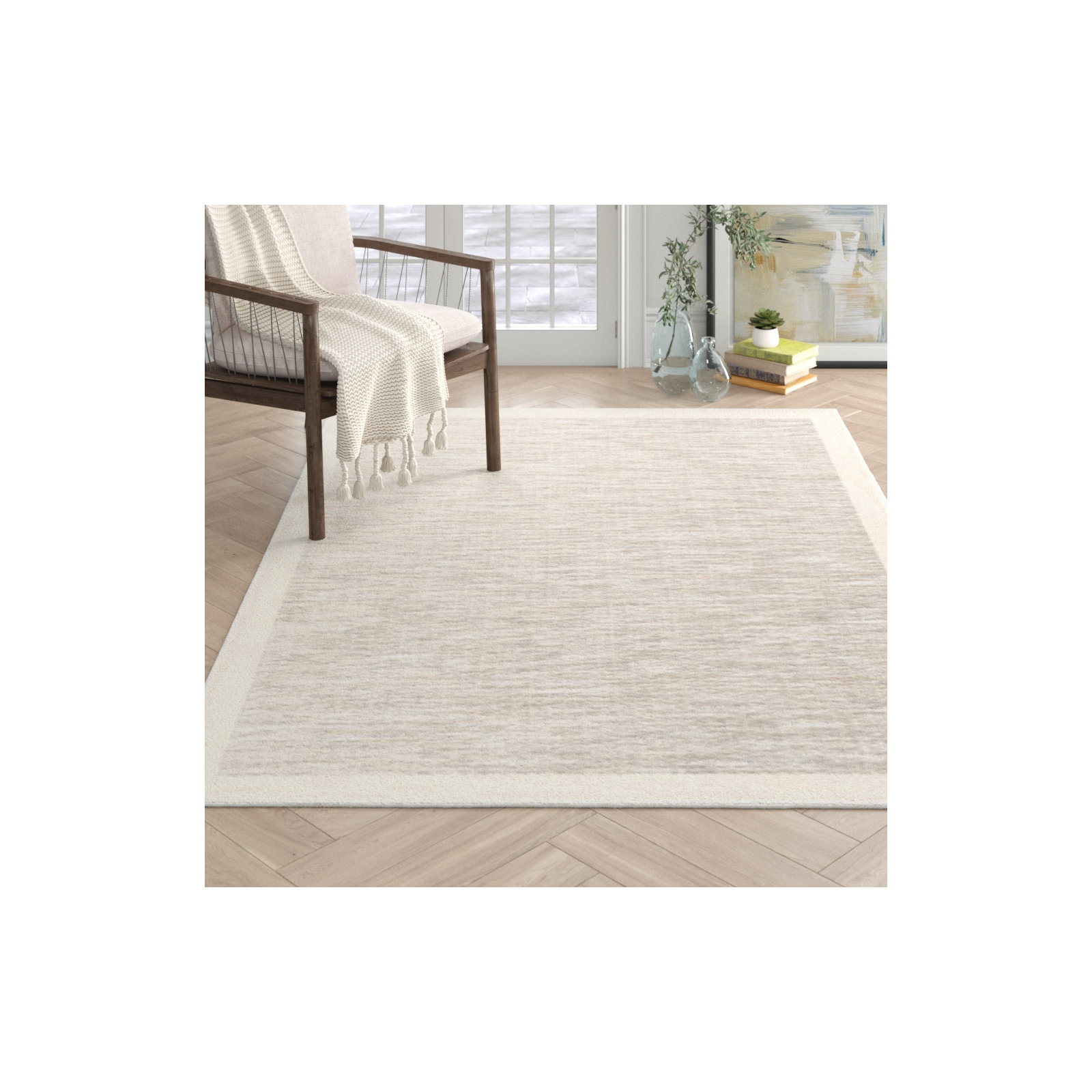 Millom Taupe/Cream Indoor/Outdoor Rug, Rectangle 5'3" x 7'7"