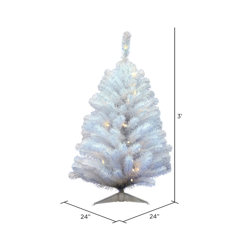 Crystal White 3' H Lighted Artificial Pine Christmas Tree