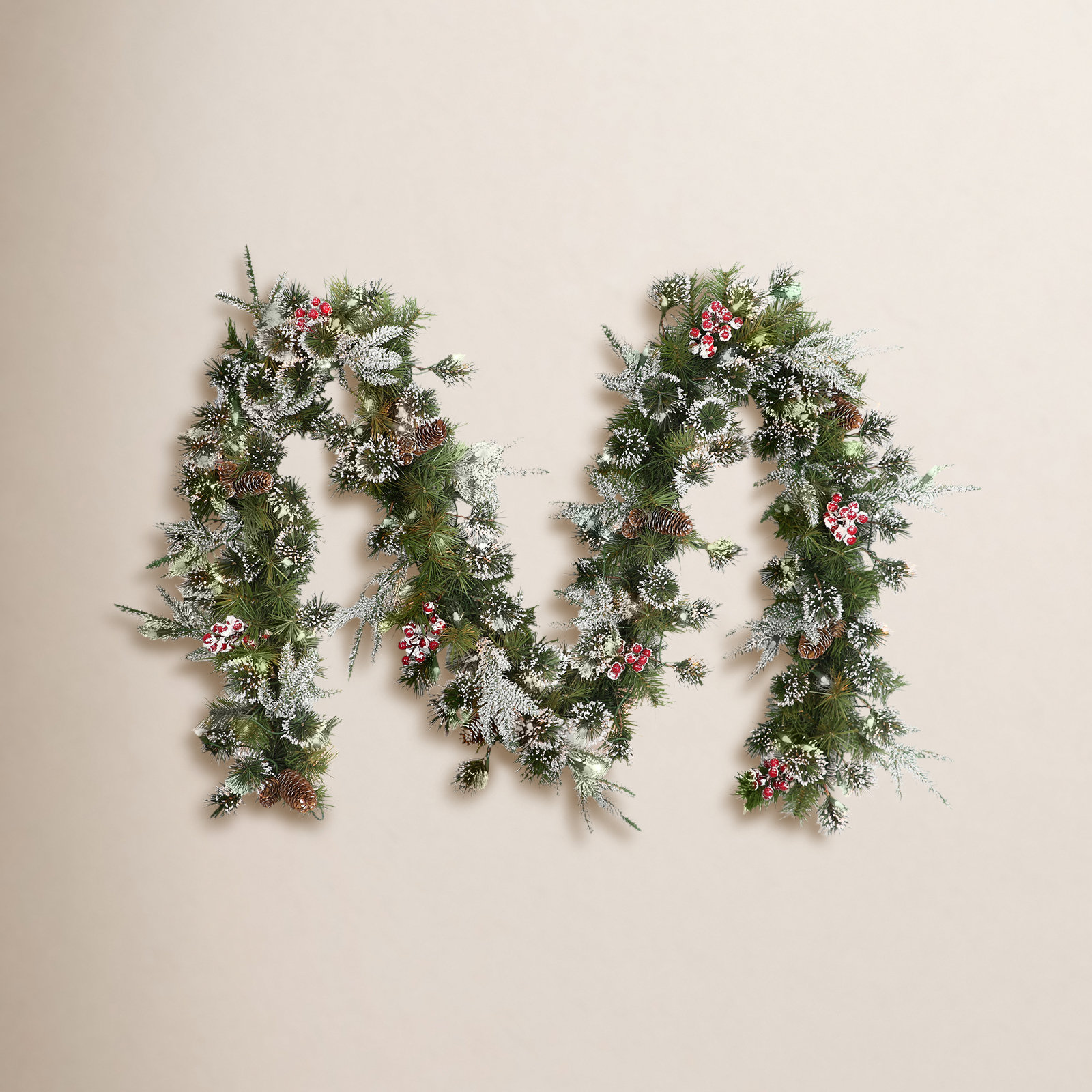 108'' in. Lighted Faux Pinecone Garland