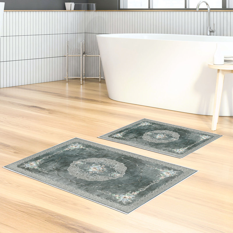 Ensemble de luxueux tapis de bain (2 pièces), 100% polyester, antidérapant, antibactérien | Dimensions: 19,7 po x 23,6 po et 23,6 po x 39,4 po | Tissu ultra-absorbant et facile à nettoyer, lavable à la machine à 86 ° F | Parfait pour la salle de ba
