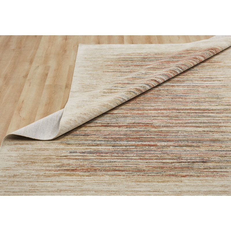 Abstract Stripe Wool Rich Blend Area Rug, Red/Beige, Rectangle 8'6" x 11'6"