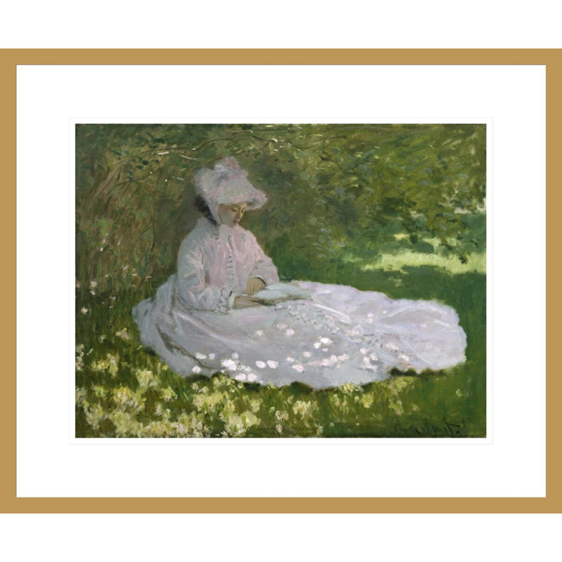 «Springtime» par Claude Monet, impression giclée encadrée, H 17,75 po x l 21,44 po