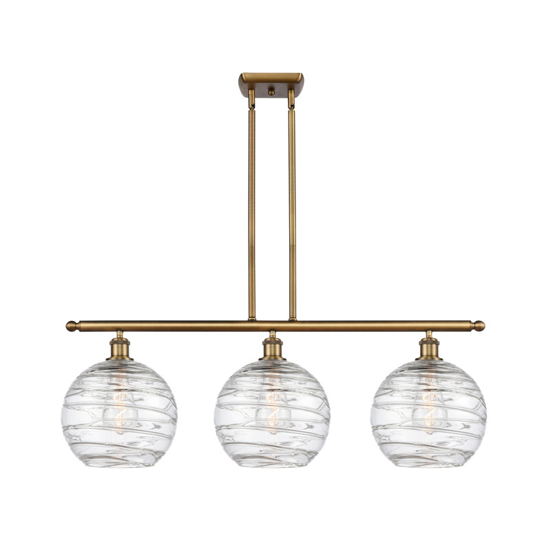 Luminaire suspendu linéaire à 3 lumières pour îlot de cuisine Cindi, DEL, Chrome poli