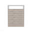 L Commode 4 tiroirs, plateau supérieur, 1 tablette ouverte - gris clair / blanc