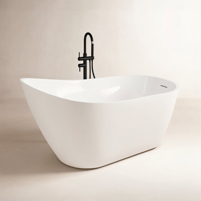 Tidal 59" Freestanding Soaking Acrylic Bathtub