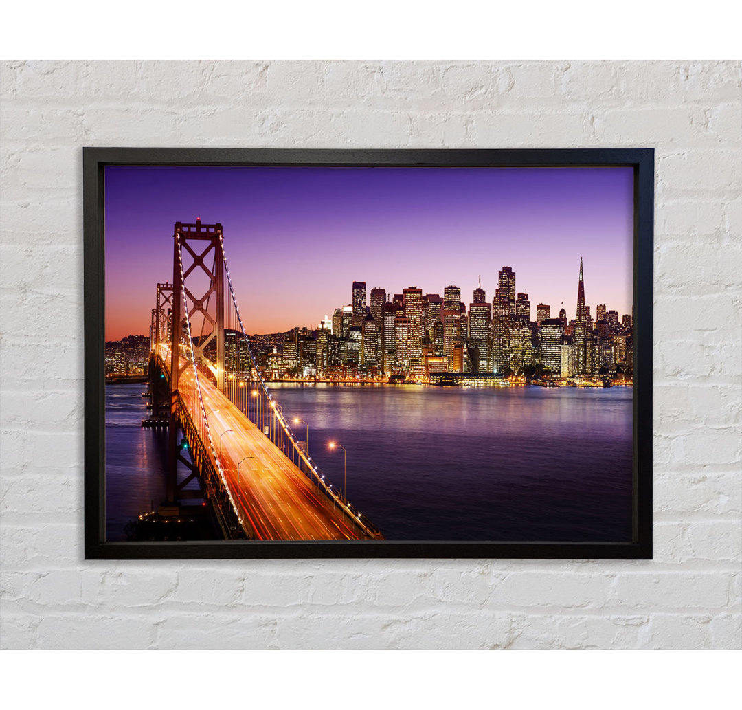 Golden Gate Bridge Purple Waters - Einzelner Bilderrahmen Kunstdrucke auf Leinwand