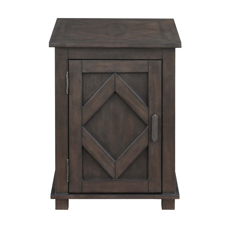 Table de chevet rustique traditionnelle avec tablette de rangement réglable, finition en bois durable pour les meubles de salon