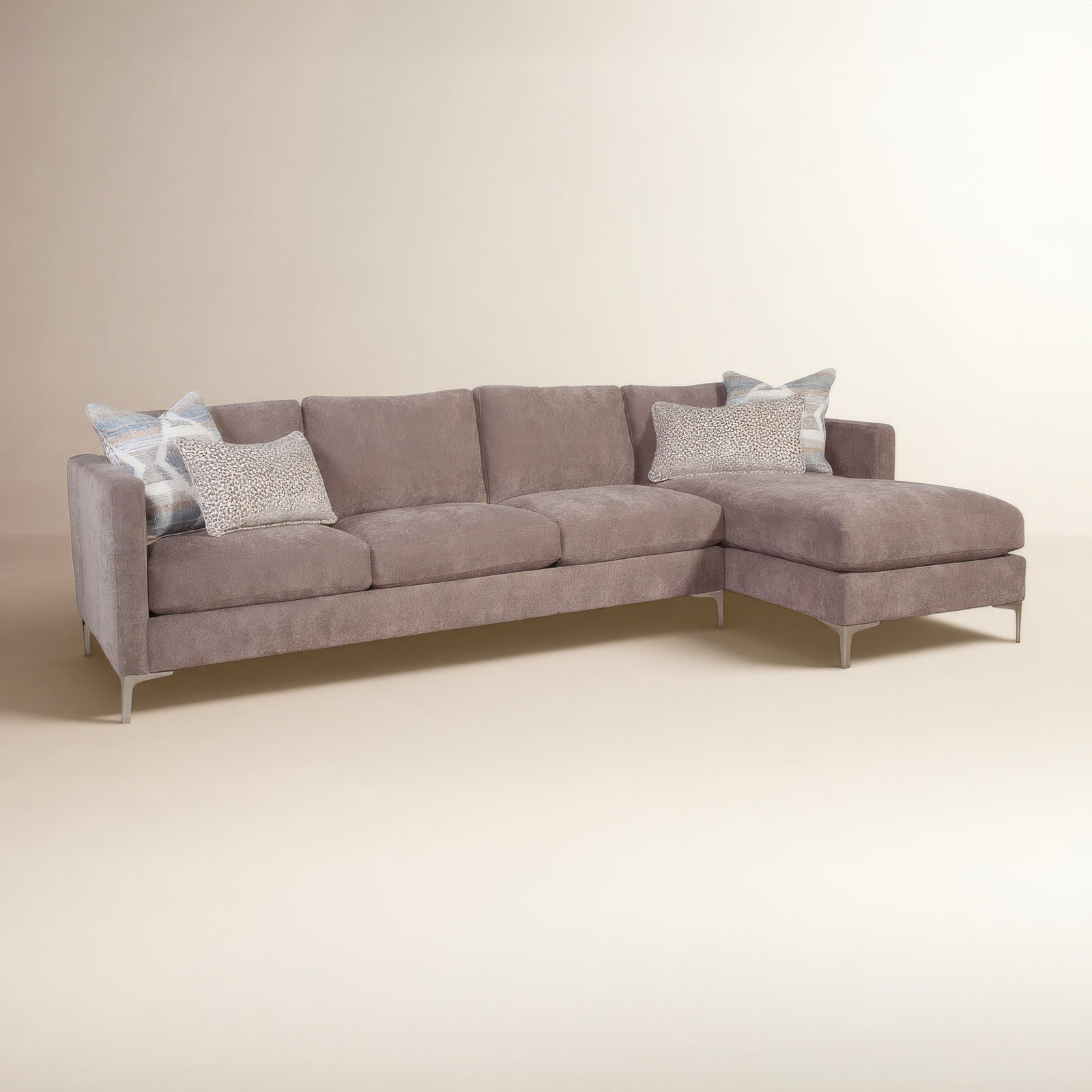 Upholstered Chaise Sectional, Right Hand Facing, Elite Ash; 0321-83