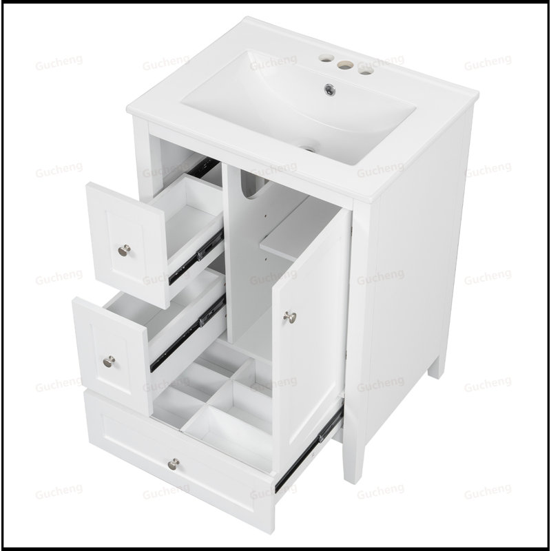 Meuble-lavabo 24 po avec tablette réglable, Blanc