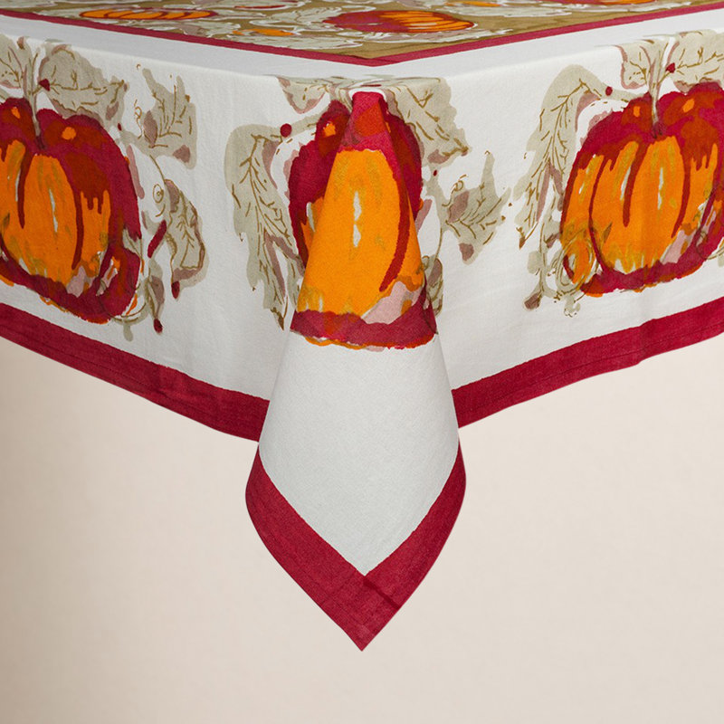 Pumpkin Tablecloth, 59" L x 59" W, Yellow