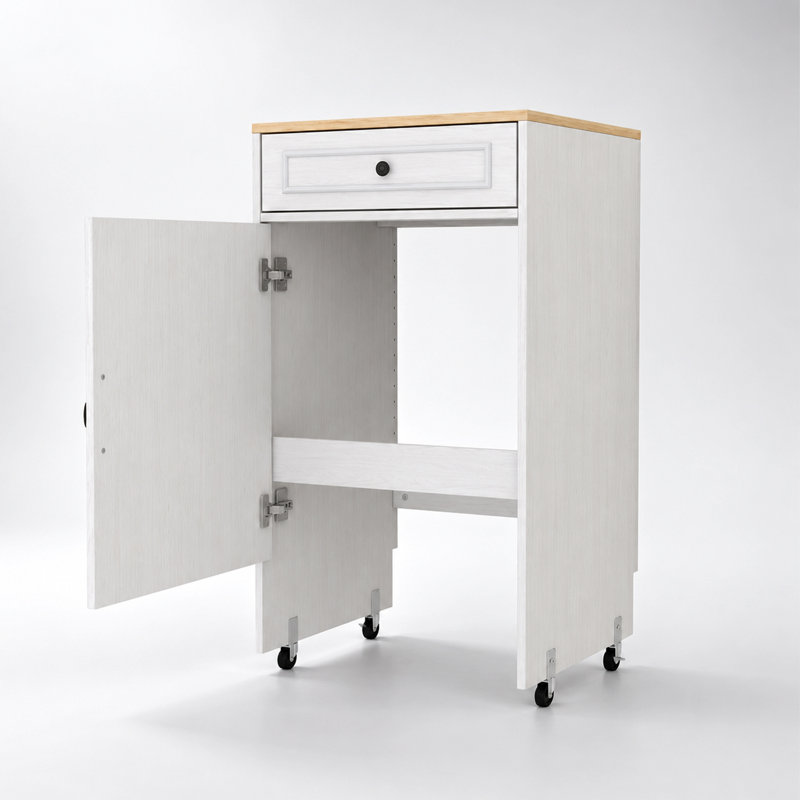 Robot Vacuum Storage Accent Cabinet with Drawer Adjustable Shelf and Wheels