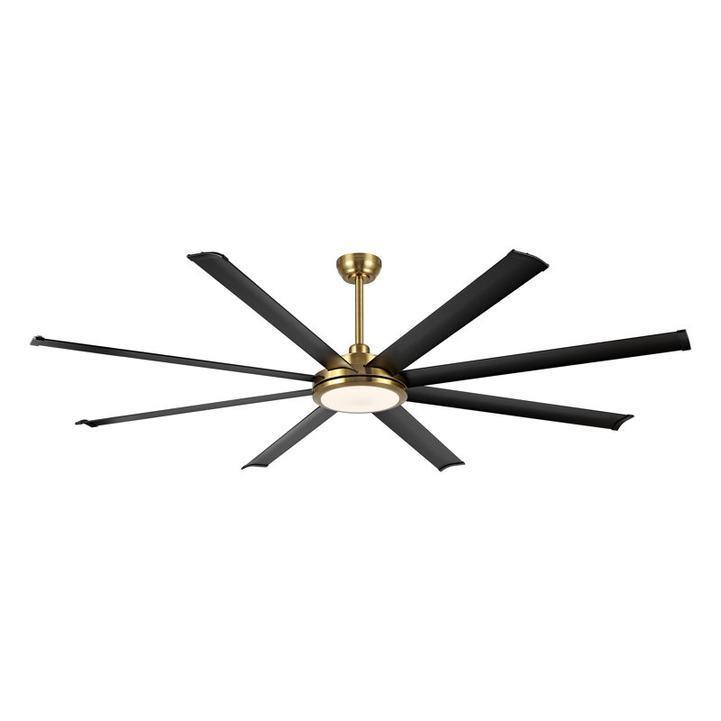 Osaze Ceiling Fan with LED Lights, Gold with Black Blades, 72"