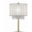 Grande lampe de table 30 "en métal" Bhavya "avec finition dorée, abat-jour blanc