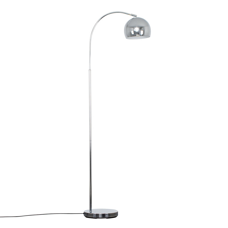Derosier 152cm Arched Floor Lamp, Chrome, Chrome