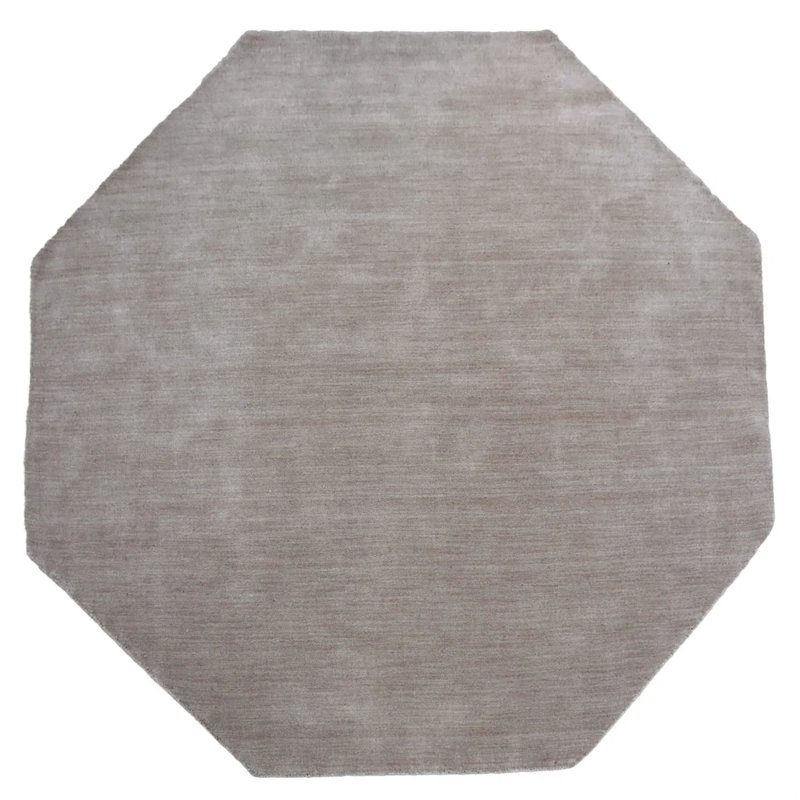 Crayton Hand Knotted Loom Wool Eco-Friendly Area Rugs - Octagon, Beige Color, Plain Solid Design, High Pile Thick Handmade Anti Skid Area Rugs for Living Room, Bed Room