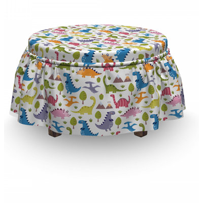 Ensemble de housse pour repose-pieds à coussins carrés pour boîte 2 pièces dino dinosaurs