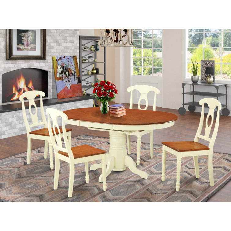 Dufferin 4 - Person Solid Wood Solid Wood Top Pedestal Dining Set